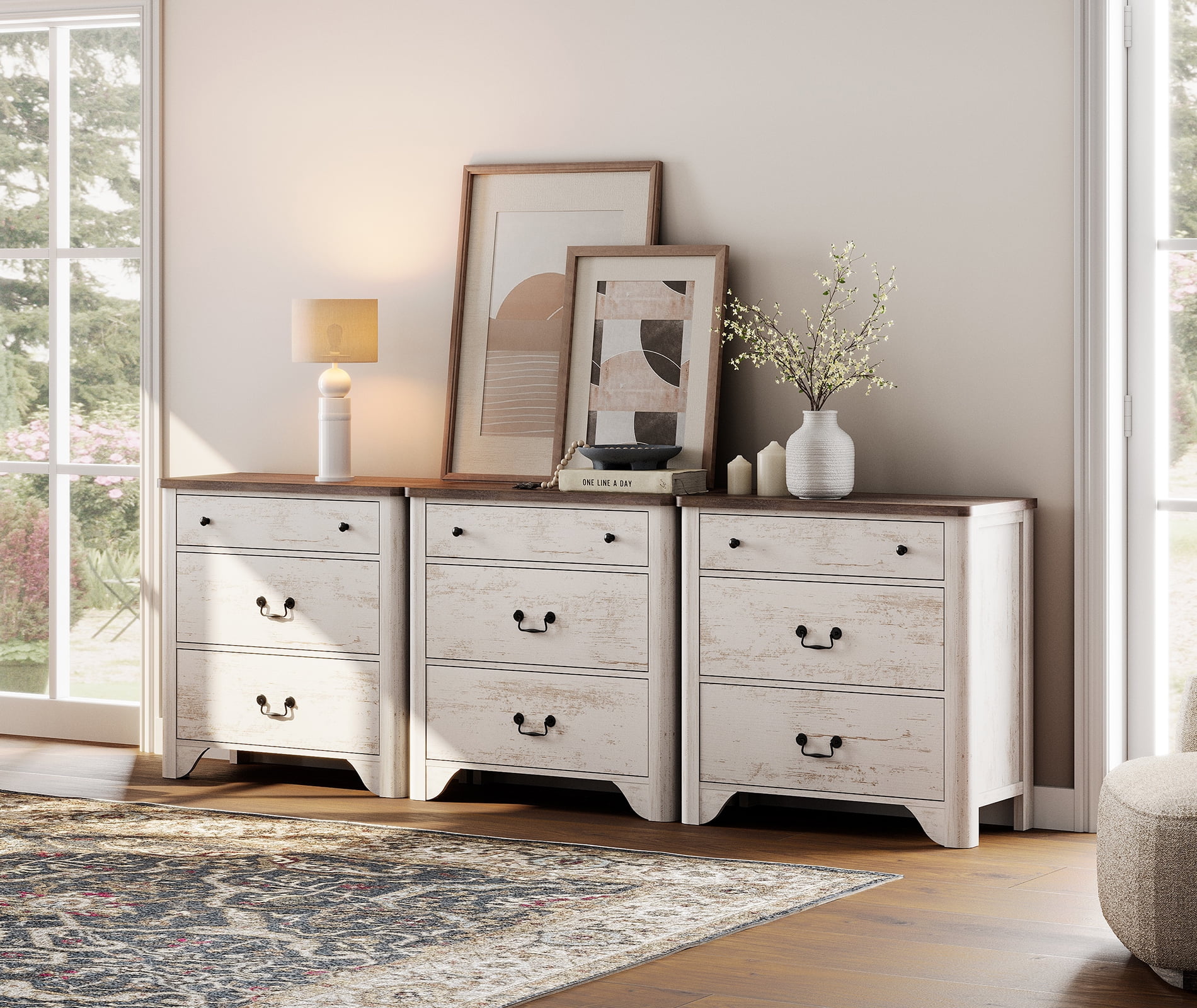 WAMPAT 3 Drawer Dresser Set of 3 for Bedroom,White Dresser Closet Dressers Chest of Drawers for Living Room, Entryway and Hallway