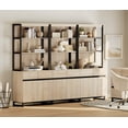 thumbnail image 1 of WAMPAT 3-Piece Modern 72" Tall Library Bookcases with Metal Base & Adjustable Shelves, Wood Bookshelves with Storage Cabinet & Open Shelves for Home Office & Living Room, Beige, 1 of 9