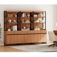 thumbnail image 1 of WAMPAT 3-Piece Modern 72" Tall Library Bookcases with Metal Base & Adjustable Shelves, Wood Bookshelves with Storage Cabinet & Open Shelves for Home Office & Living Room, Mocha, 1 of 6