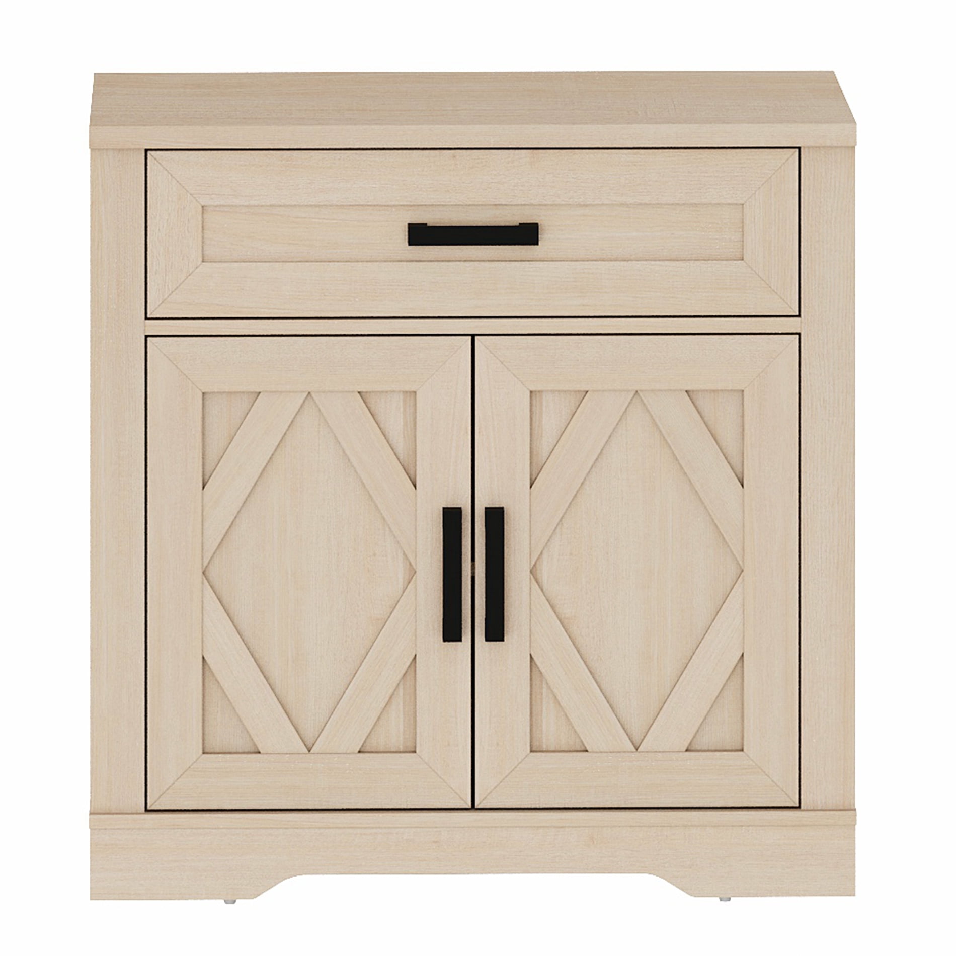 WAMPAT 31.5"W Farmhouse Buffet Sideboard with Barn Doors, Drawer & Storage, Beige