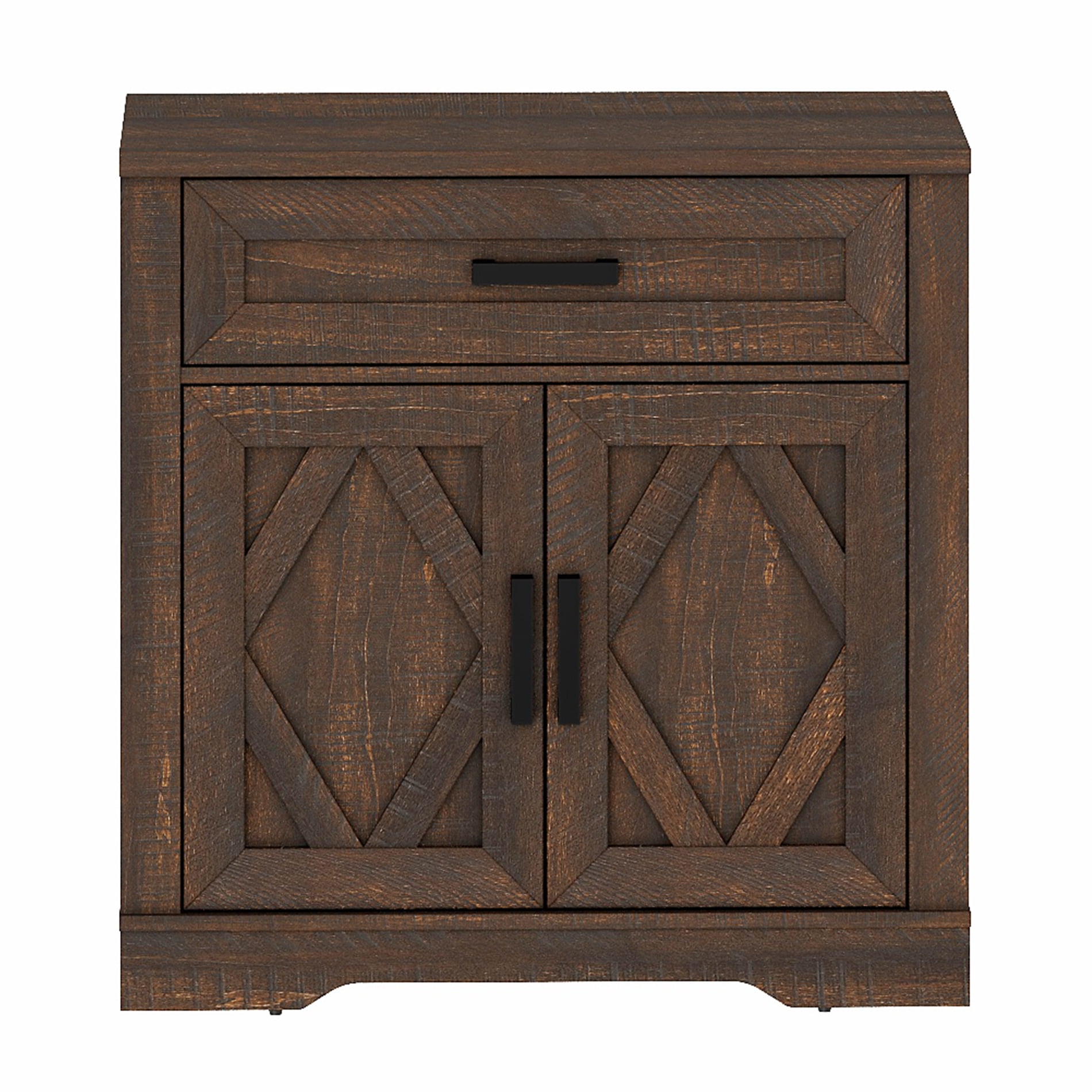 WAMPAT 31.5"W Farmhouse Buffet Sideboard with Barn Doors, Drawer & Storage, Brown