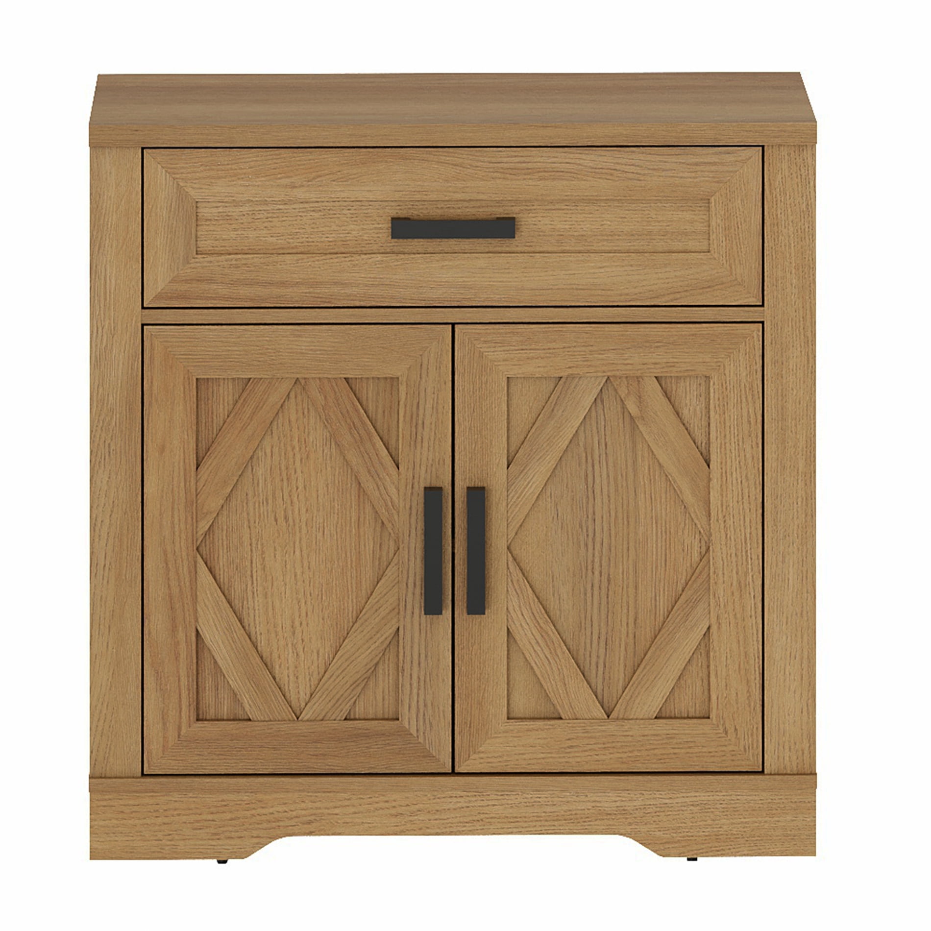 WAMPAT 31.5"W Farmhouse Buffet Sideboard with Barn Doors, Drawer & Storage, Light Oak