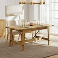 thumbnail image 1 of WAMPAT 4-6 Person Farmhouse Kitchen Table with Wooden Legs for Dining Room, Oak Brown, 67.7 Inches, Rectangular, 1 of 7