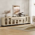 thumbnail image 1 of WAMPAT 4-in-1 Multifunctional Modern Sideboard Buffet with Glass Doors and 2 Drawers, Adjustable Shelf & Metal Base for Coffee Bar & Storage Credenza, 1 of 16