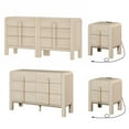 thumbnail image 1 of WAMPAT 5 Pcs Bedroom Set, Wooden Dresser and Nightstand Sets, Night Stand Set of 2, 12 Drawer Dresser with Curved Profile Design, Mid Century Modern Dresser Set, 1 of 11