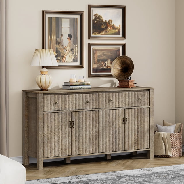 Topbuy Modern TV Stand for 65 inch TV/Console Cabinet Open Shelves