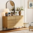 thumbnail image 1 of WAMPAT 6-Drawer Dresser for Bedroom, Modern Wood Storage Cabinet with Pop-up Drawers, Oak, 1 of 5