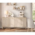 thumbnail image 1 of WAMPAT 65-inch Modern Farmhouse Buffet Cabinet with Handcrafted Patchwork Doors, Pop-Up Design Sideboard Credenza with Storage for Dining Room, Kitchen and Living Room, Light Oak, 1 of 7