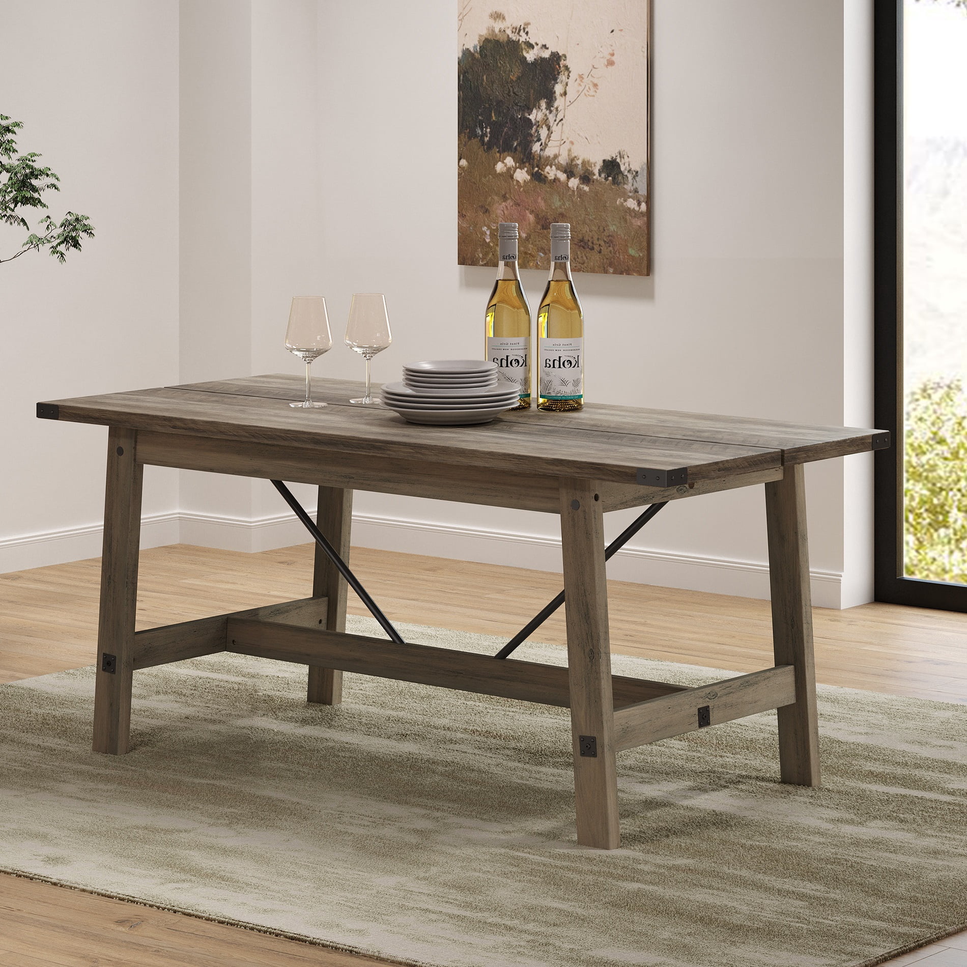 WAMPAT 67.7 Inch Dining Room Table，Wood Kitchen Table for Home Dining Room