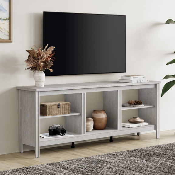 WAMPAT 70 Inch Farmhouse Entertainment Center for Up to 75 Inch TV, White Media Console Table