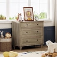 thumbnail image 1 of Large Dresser for Bedroom with 3 Drawers, Kids Dressers with Wide Chest of Drawers, Modern Wooden Closet Storage Cabinet Organizer, Dressers for Living Room & Nursery & Hallway & Baby Room, Wash Grey, 1 of 8