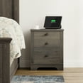thumbnail image 1 of WAMPAT Bedroom 2 Drawers Nightstand with Charging Station, Wood Accent Bedside Table with Storage, Mid Century Side End Table for Living Room, Greyish Brown, 15.5" D x 18.8" W x 23" H, 1 of 6