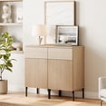 thumbnail image 1 of WAMPAT Buffet Sideboard Cabinet with Storage, Modern 2 in1 Buffet Cabinet with Charging Station and 2 Drawers, Adjustable Shelves, Wood Media Console Coffee Bar Table for Kitchen, Living Room，Beige, 1 of 13