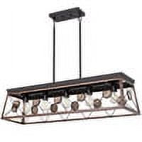 WAMPAT Ceiling Light, Rustic Farmhouse Flush Mount Kitchen Island Lighting 5-Light Industrial Dining Room Rectangular Light Fixtures, Light Bulbs Not Included
