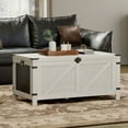 thumbnail image 1 of WAMPAT Coffee Table for Living room,Lift Top Coffee Table with Storage,Small Accent Furniture with Mesh Cabinet and Rustic Lock,Antique White, 1 of 5