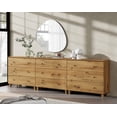 thumbnail image 1 of WAMPAT Dresser with 9 Drawers for Bedroom, 3-in-1 Wooden Wide Chest of Drawers, Modern Closet Storage Organizer with Solid Wood Legs for Living Room, Hallway, Nursery, 106.2x15.4x32.4, Oak Brown, 1 of 8