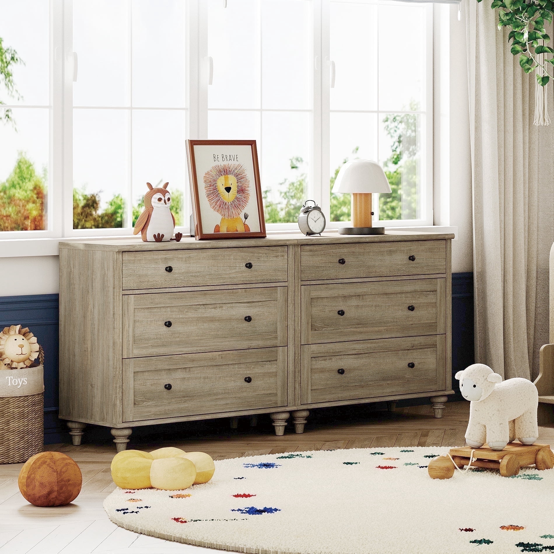 Large Dresser for Bedroom with 6 Drawers, Kids Dressers with Wide Chest of  Drawers, Modern Wooden Closet Storage Cabinet Organizer, Dressers for  Living Room & Nursery & Hallway & Baby Room, Wash
