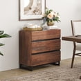 thumbnail image 1 of WAMPAT Dresser for Bedroom, Closet Organizers and Storage with 3 Drawers, Chest of Drawers with Metal Base, Modern Wood Dresser for Living Room, Hallway, Entryway, Brown, 1 of 6