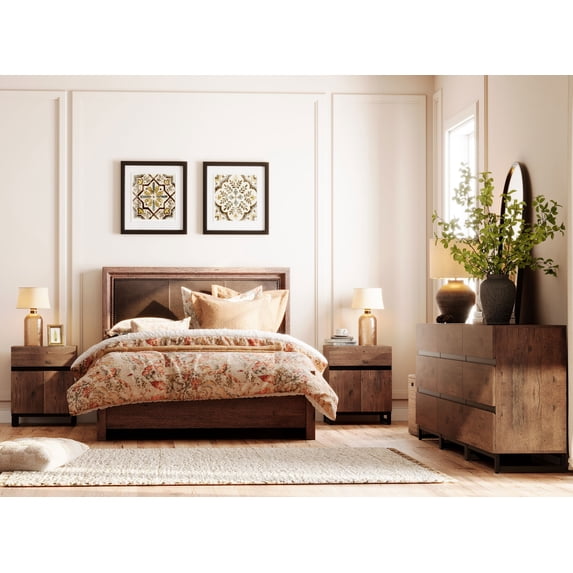WAMPAT Dresser and Nightstand Set of 3, 94.5 Inches Dresser with 6 Drawers, 2 Nightstand with Drawer and Cabinet for Bedroom, Bedroom Furniture Set, Brown