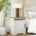 thumbnail image 1 of WAMPAT End Table, Pedestal Side Table with Drawer and Cabinet Wood Bedside Table Nightstands for Living Room Bedroom，Cream White, 1 of 5