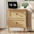 thumbnail image 1 of WAMPAT Farmhouse End Table with Charging Station, Rustic 2-Drawer Nightstand, Oak, 1 of 5