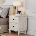 thumbnail image 1 of WAMPAT Farmhouse End Table with Charging Station, Rustic 2-Drawer Nightstand,White, 1 of 5