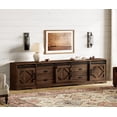thumbnail image 1 of WAMPAT Farmhouse Entertainment Center for 110" TVs, 3-in-1 Wooden TV Stand with Barn Door, Adjustable Shelves and Storage Drawers,Media Console Table for Living Room,Rustic Brown, 1 of 6