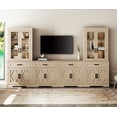 thumbnail image 1 of WAMPAT Farmhouse Entertainment Center with Bookshelf for TVs up to 70",Mid Century Modern TV Stand with 73"H Tall 5-Tier Bookcase with Open Storage and Barn Doors for Living Room,Bedroom,Beige, 1 of 7