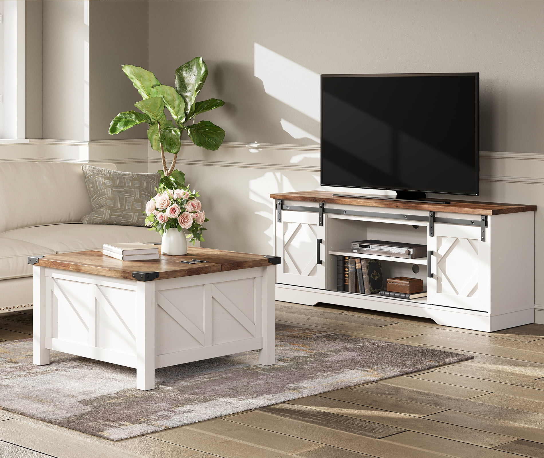 Media console and coffee table set discount
