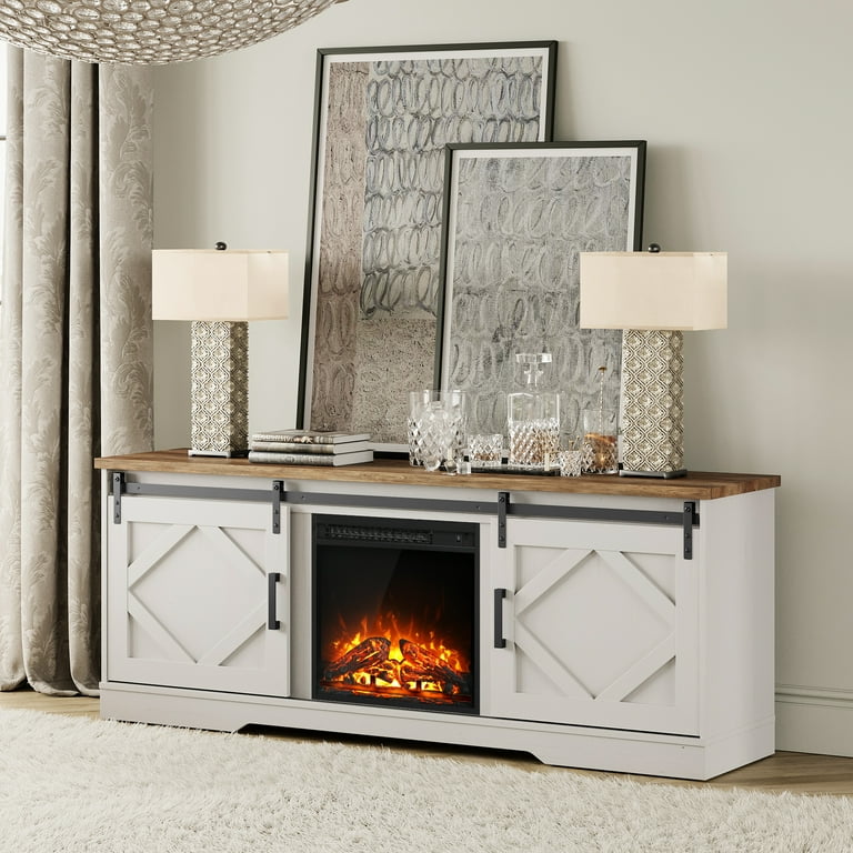 White farmhouse tv stand 2024 for 75 inch tv