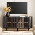 thumbnail image 1 of WAMPAT Fluted TV Stand for 75 Inch TV, Modern Entertainment Center with Storage, Wooden Media Console with Pop-up Doors for Livingroom, Bedroom, Black, 1 of 6