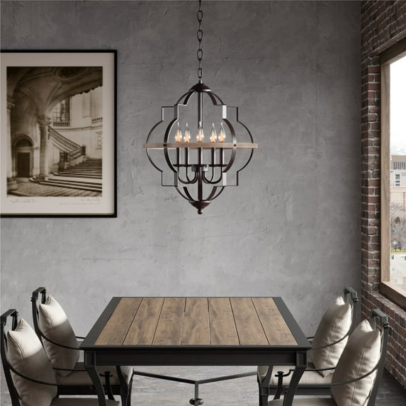 WAMPAT Industrial Pendant Lighting Fixture, Flexible Chandelier Hanging ,5 Light Ceiling Lamp