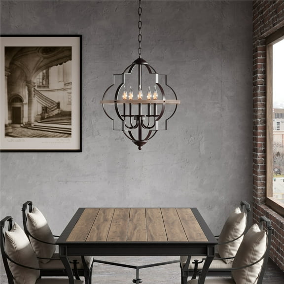 WAMPAT Industrial Pendant Lighting Fixture, Flexible Chandelier Hanging ,5 Light Ceiling Lamp