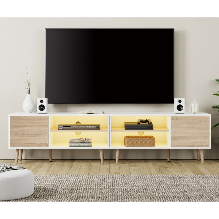 WAMPAT Modern TV Stand for up to 100 inch 2 in 1 Entertainment Center