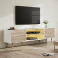 thumbnail image 1 of WAMPAT LED Mid-Century Modern TV Stand for TVs up to 75 inch Flat Screen Wood TV Console with Storage, Entertainment Center in White and Oak for Living Room and Bedroom, 71 inch,Yellow Light, 1 of 7