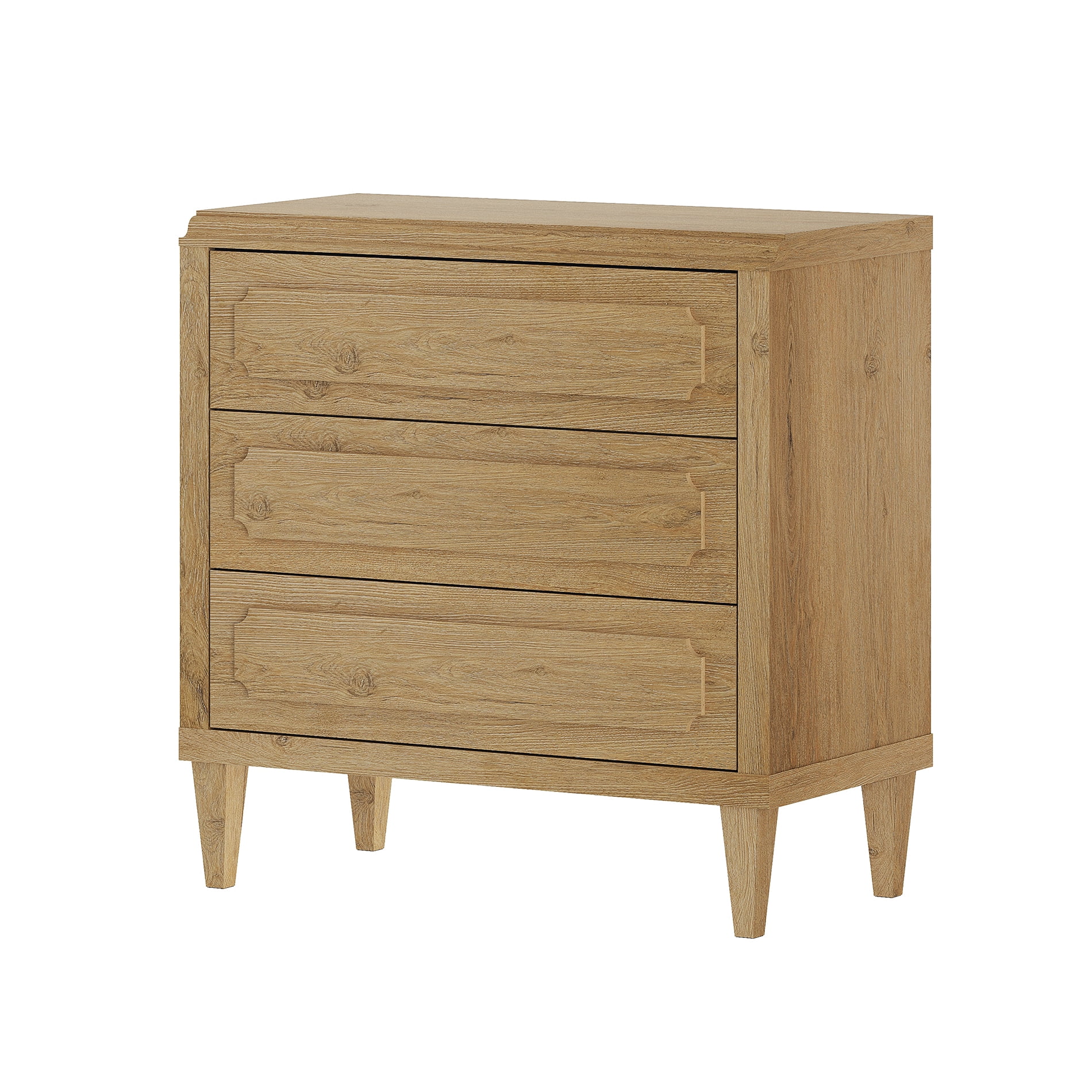 WAMPAT Large Wood Nightstand with 3 Drawers