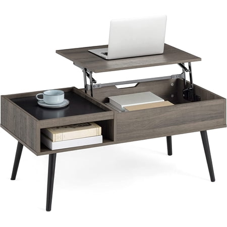 WAMPAT Lift Top Coffee Table with Storage Square Modern Wood Coffee Table for Living Room,Office Brown-Black