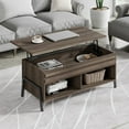 thumbnail image 1 of WAMPAT Mid-Century Lift Top Coffee Table for Living Room, Rising Tabletop with Storage Compartment, Brown, 1 of 8