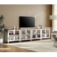 thumbnail image 1 of Mid Century Morden Style TV Stand for 100 Inch, Ample Storage Cabinet with 8 Glass Doors, Wooden Entertainment Center Storage Cabinet for Living Room or Dining Room or Bedroom, Off White, 1 of 7