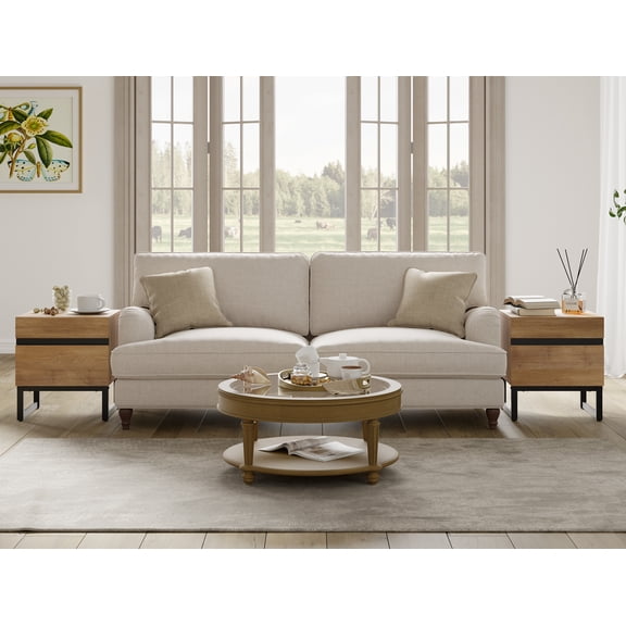WAMPAT Modern 2 Pack End Tables With 2 Drawers - Compact Sofa Side Table & Nightstand For Living Room & Bedroom