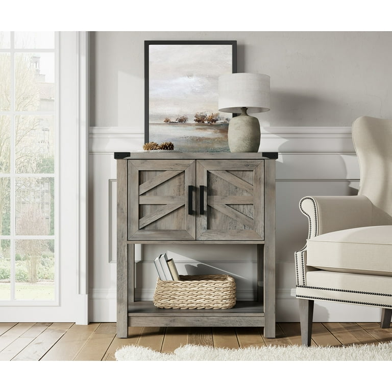 WAMPAT Modern Farmhouse Buffet Cabinet Wood Sideboard with Cabinet Open Storage for Living Room Kitchen Dining Room Magnetic Door Catch 5 Level