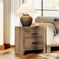 thumbnail image 1 of WAMPAT Modern Side Table with 2 Drawers Storage Cabinet for Bedroom, Living Room, Rustic Brown, 1 of 5