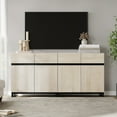 thumbnail image 1 of WAMPAT Modern TV Stand for TVs up to 70 inch, 2 in 1 Entertainment Center TV Console with Adjustable Shelves and Metal Base for Living Room,Bedroom,Light Oak, 1 of 6