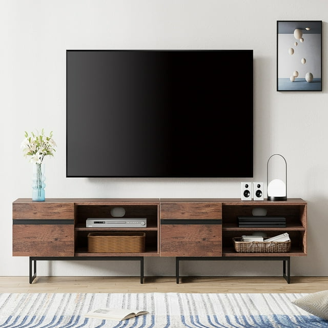 WAMPAT Modern TV Stand for up to 85 inch 2 in 1 Entertainment Center TV