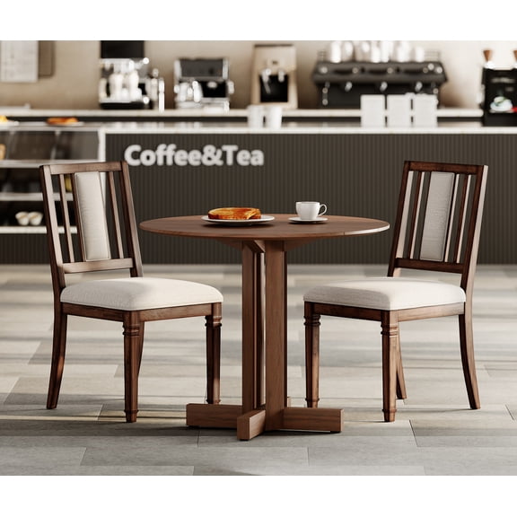 WAMPAT Modern Upholstered Dining Chairs Set of 2,Farmhouse Kitchen Chairs with Fabric Cushion & Splat Back for Dining Room,Living Room,Brown