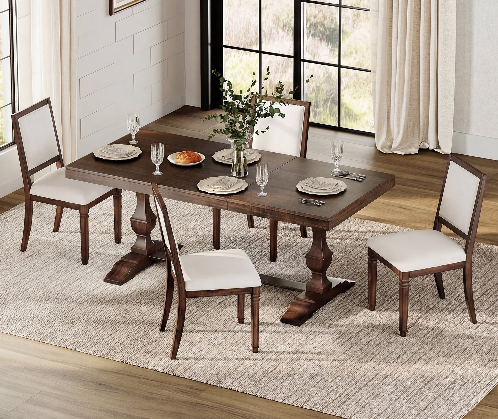 WAMPAT Modern Upholstered Dining Chairs Set of 4,Farmhouse Kitchen Chairs with Fabric Cushion & Solid Back for Dining Room,Living Room,Espresso Brown