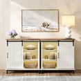 thumbnail image 1 of WAMPAT Multifunctional Storage Cabinet with Sliding Barn Door,LED Decorative Farmhouse Buffet Cabinet Coffee Bar Cabinet Accent Cabinet Entryway Storage Table for Living Room,Kitchen,70'',Cream White, 1 of 10
