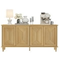 thumbnail image 1 of WAMPAT Pop-Up Design Sideboard Credenza with Handcrafted Patchwork Doors,65-inch Modern Farmhouse Buffet Cabinet with Storage for Dining Room,Kitchen and Living Room, Natural Oak, 1 of 7