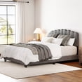 thumbnail image 1 of WAMPAT Queen Size Bed Frame Upholstered Platform Bed with Adjustable Fabric Headboard, Wooden Slats Support,No Box Spring Needed, Easy Assembly, Grey, 1 of 4