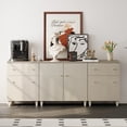 thumbnail image 1 of WAMPAT Sideboards Buffet Cabinet, 3-in-1 Wood Wide Credenza Storage Cabinet with 2 Doors and Drawers, Modern Kitchen Coffee Bar Table with Storage Shelves for Living Room Dining Room, Beige Linen, 1 of 8